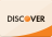 Discover credit card logo in orange and blue on white background.
