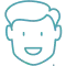 Smiling male face icon representing dental care and patient satisfaction at family dental center